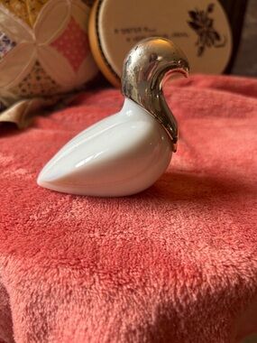 Avon White Ceramic Bird Figurine. Perfume bottle
